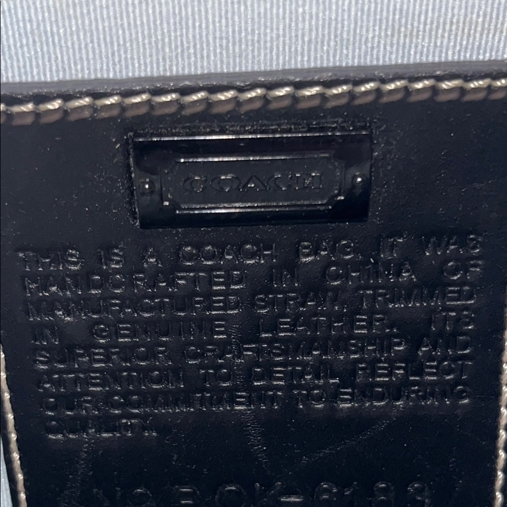 Coach Black Leather & Tan Woven Tote Bag - Picture 4 of 5